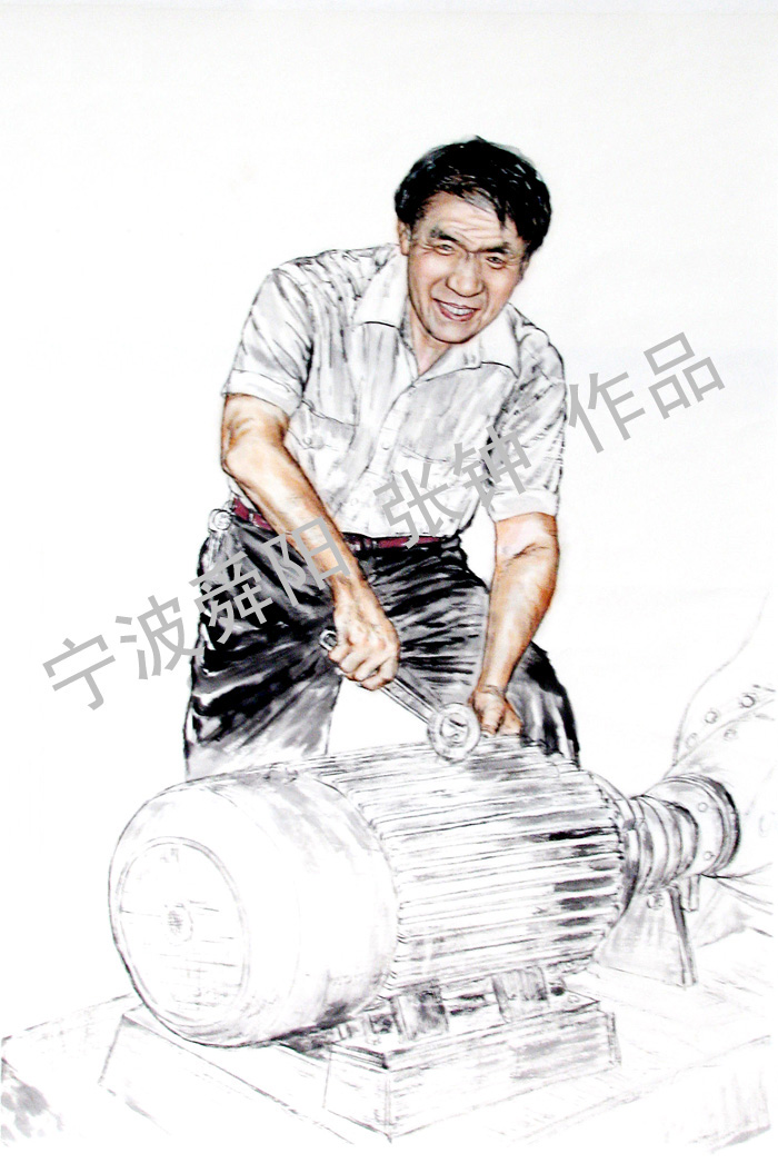 人物畫《勞動模范--韓永盛》